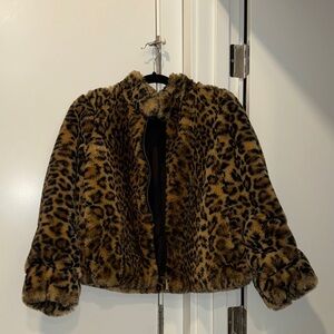 Zara Leopard Print Faux Fur Jacket